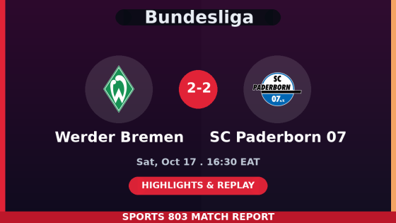 Werder Bremen vs SC Paderborn 07 – Sports 803 match graphic