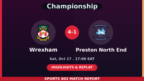 Wrexham vs Preston North End – Sports 803 match graphic