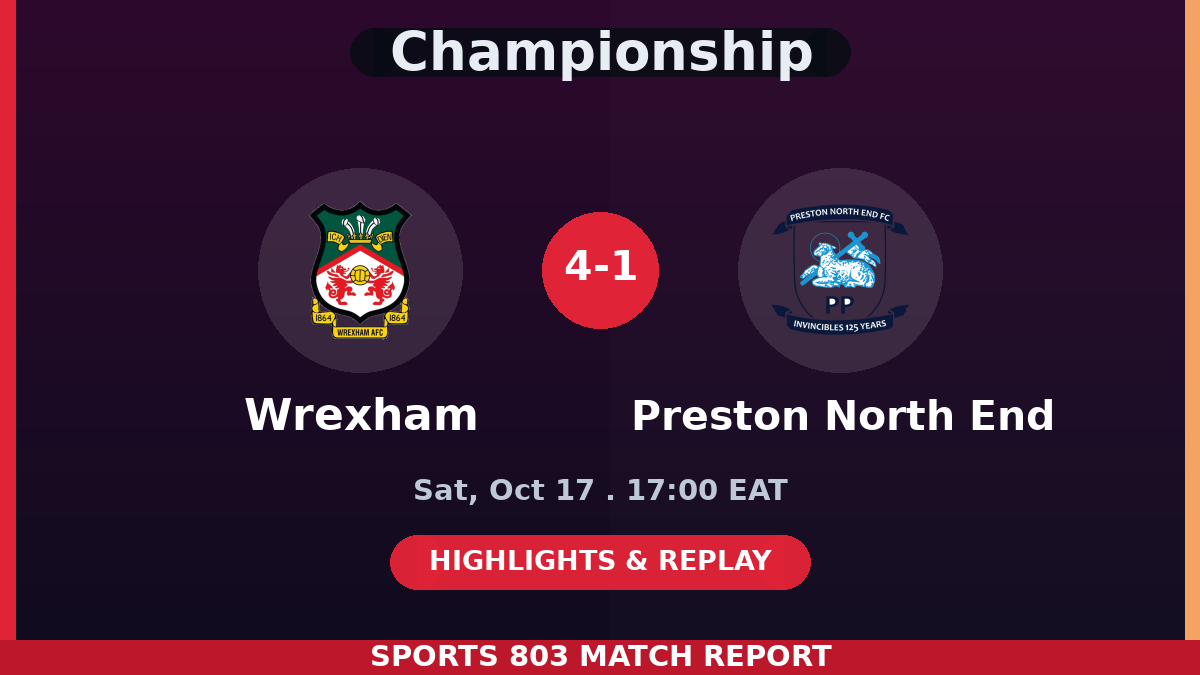 Wrexham vs Preston North End – Sports 803 match graphic