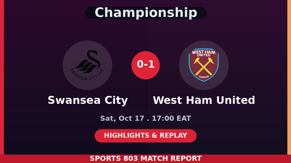 Swansea City vs West Ham United – Sports 803 match graphic