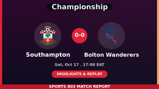 Southampton vs Bolton Wanderers – Sports 803 match graphic
