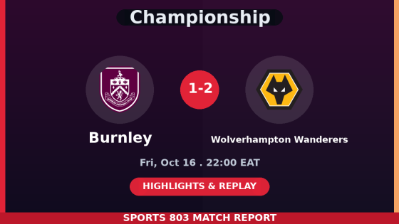 Burnley vs Wolverhampton Wanderers – Sports 803 match graphic