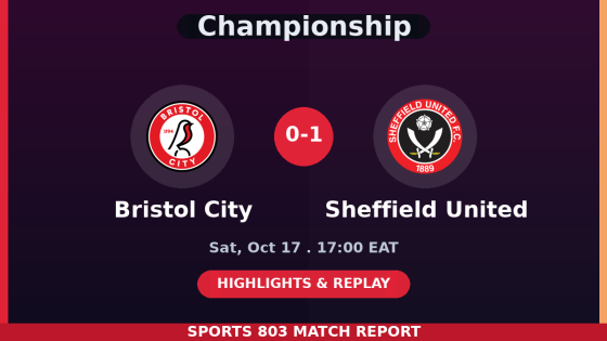 Bristol City vs Sheffield United – Sports 803 match graphic