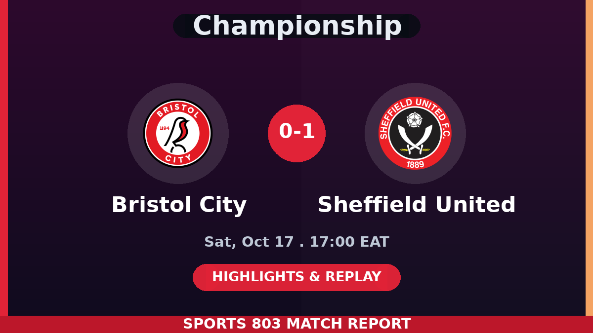 Bristol City vs Sheffield United – Sports 803 match graphic