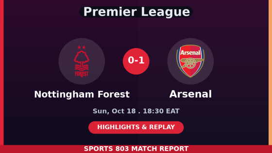 Nottingham Forest vs Arsenal – Sports 803 match graphic