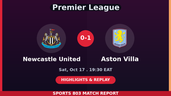 Newcastle United vs Aston Villa – Sports 803 match graphic