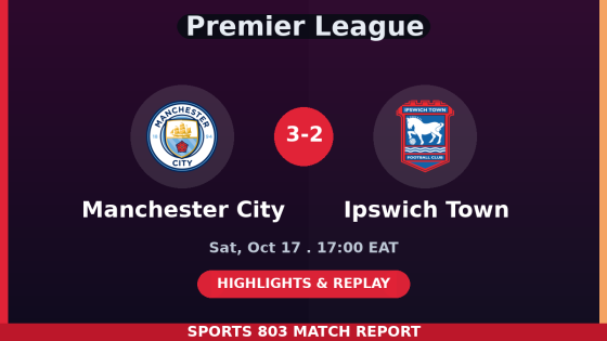 Manchester City vs Ipswich Town – Sports 803 match graphic