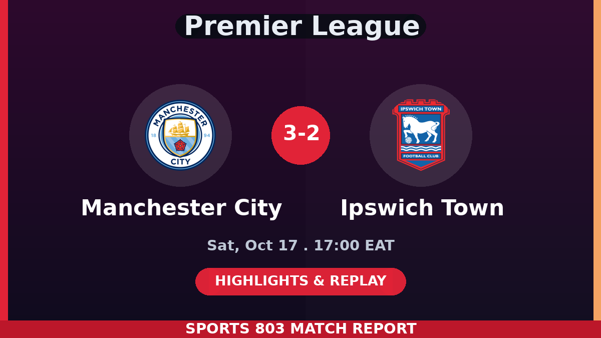Manchester City vs Ipswich Town – Sports 803 match graphic