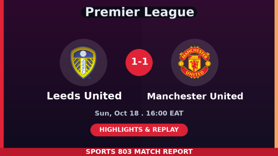 Leeds United vs Manchester United – Sports 803 match graphic