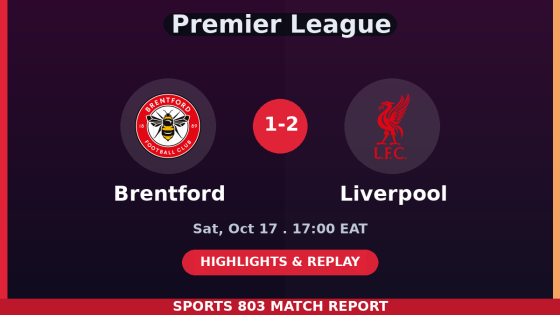 Brentford vs Liverpool – Sports 803 match graphic