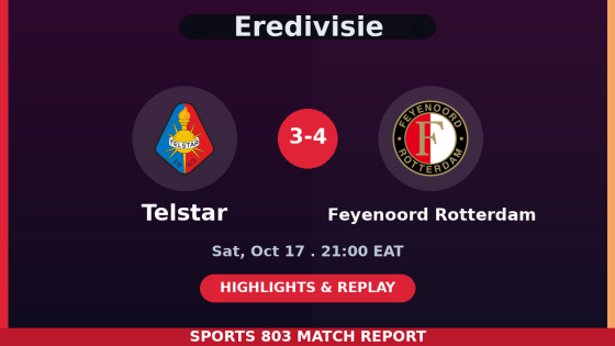 Telstar vs Feyenoord Rotterdam – Sports 803 match graphic