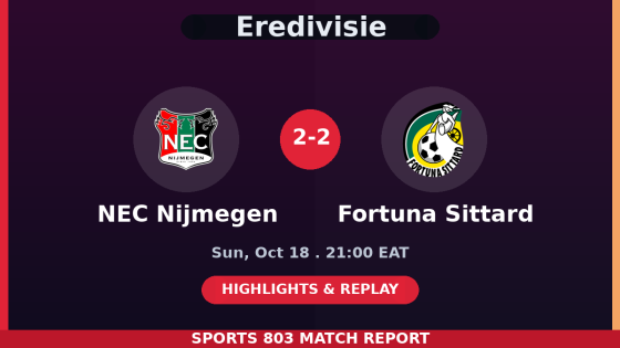 NEC Nijmegen vs Fortuna Sittard – Sports 803 match graphic