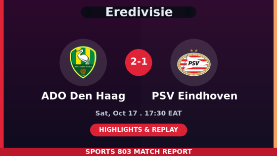 ADO Den Haag vs PSV Eindhoven – Sports 803 match graphic
