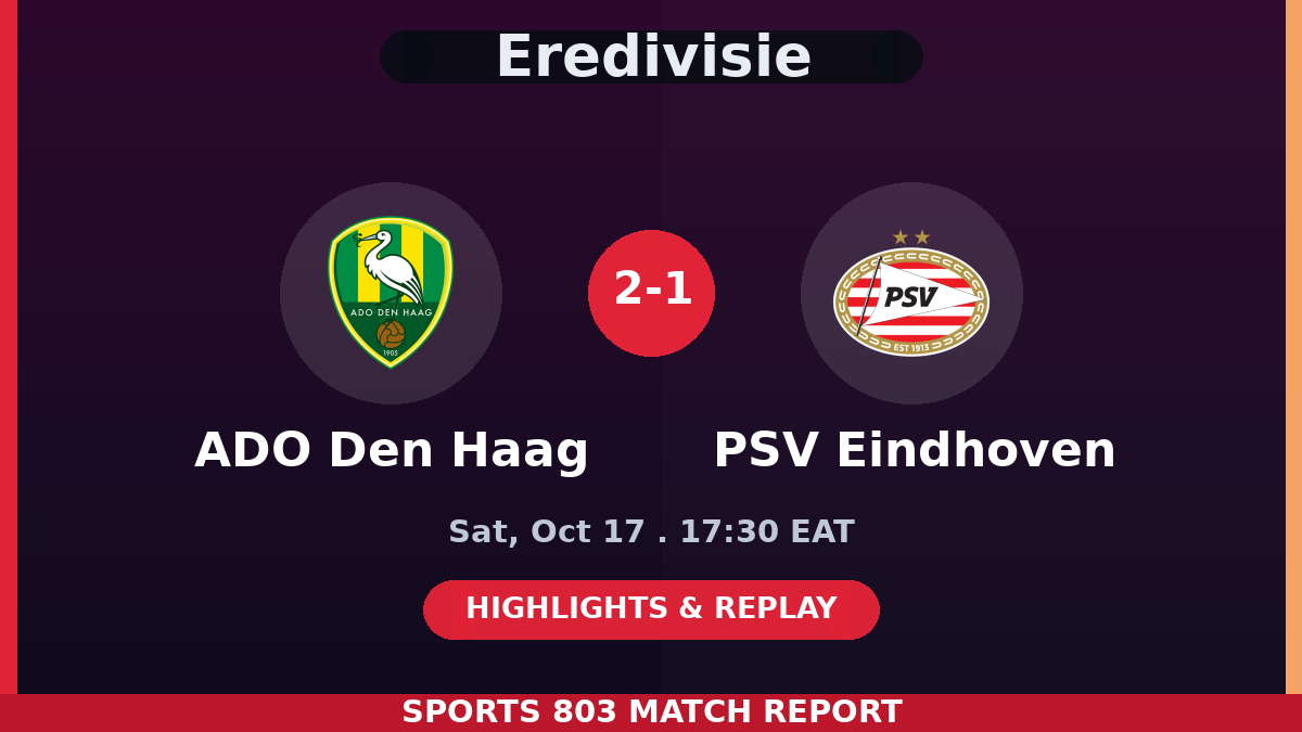 ADO Den Haag vs PSV Eindhoven – Sports 803 match graphic