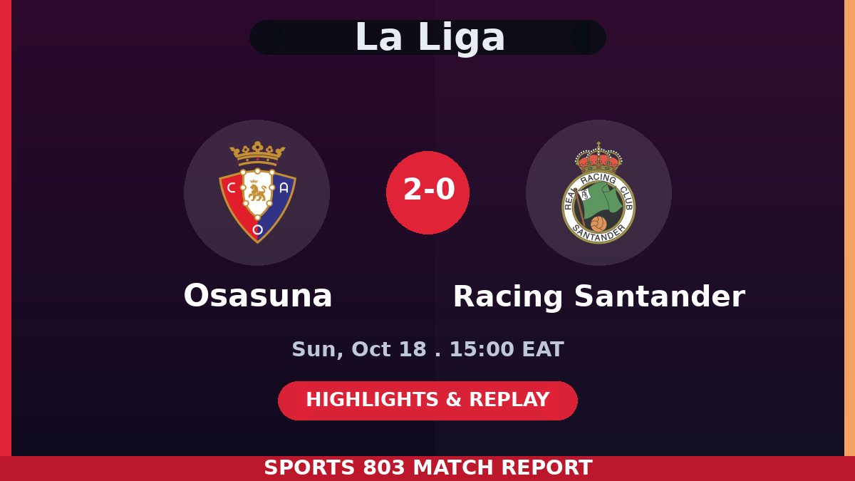 Osasuna vs Racing Santander – Sports 803 match graphic