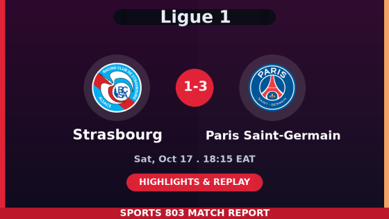 Strasbourg vs Paris Saint-Germain – Sports 803 match graphic