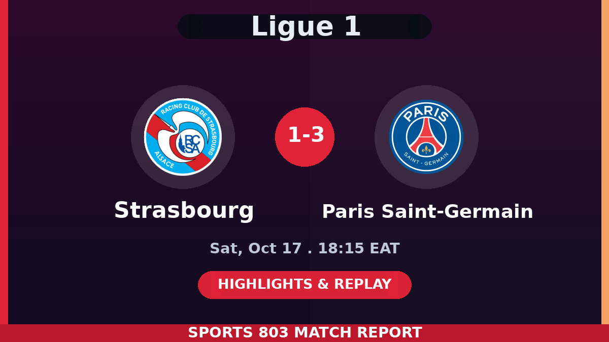 Strasbourg vs Paris Saint-Germain – Sports 803 match graphic