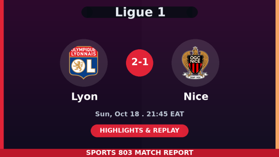 Lyon vs Nice – Sports 803 match graphic