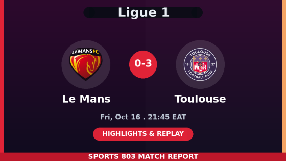 Le Mans vs Toulouse – Sports 803 match graphic