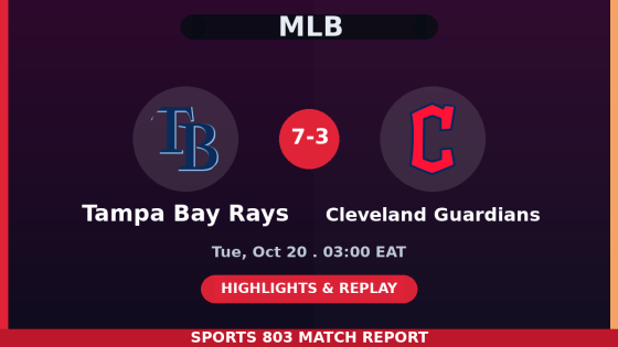 Tampa Bay Rays vs Cleveland Guardians – Sports 803 match graphic