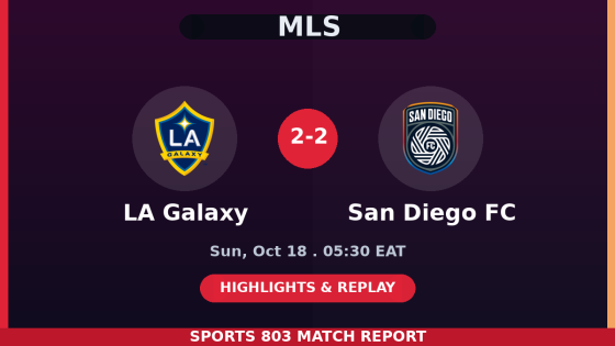 LA Galaxy vs San Diego FC – Sports 803 match graphic