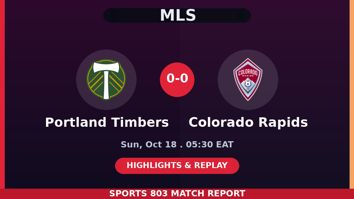 Portland Timbers vs Colorado Rapids – Sports 803 match graphic