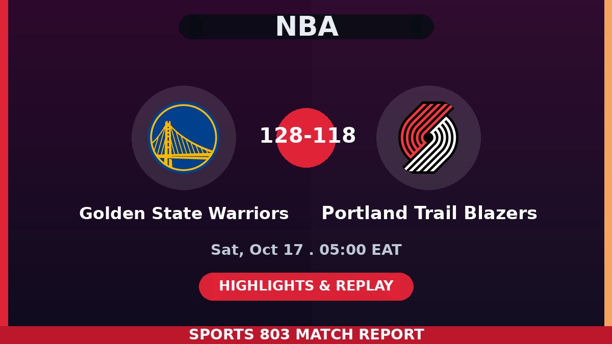 Golden State Warriors vs Portland Trail Blazers – Sports 803 match graphic