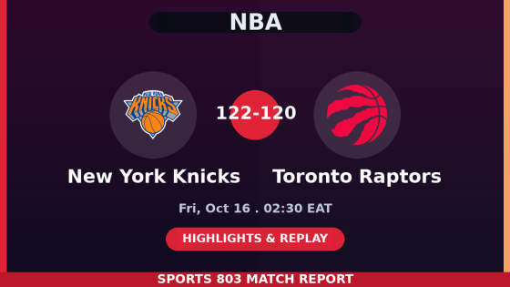 New York Knicks vs Toronto Raptors – Sports 803 match graphic