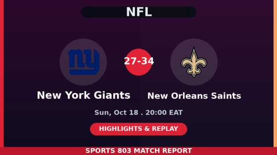 New York Giants vs New Orleans Saints – Sports 803 match graphic