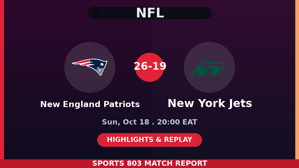 New England Patriots vs New York Jets – Sports 803 match graphic
