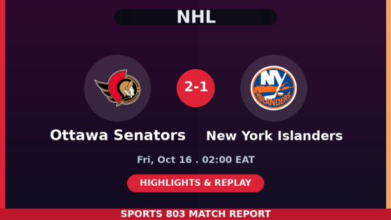 Ottawa Senators vs New York Islanders – Sports 803 match graphic