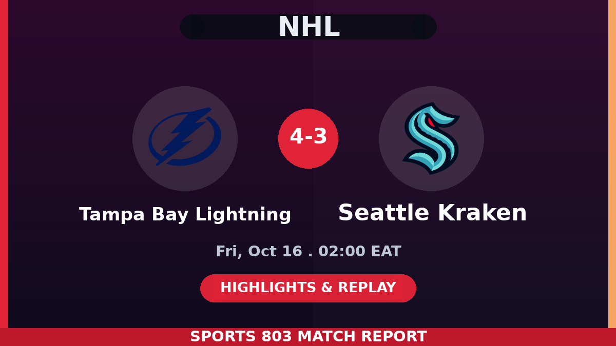 Tampa Bay Lightning vs Seattle Kraken – Sports 803 match graphic