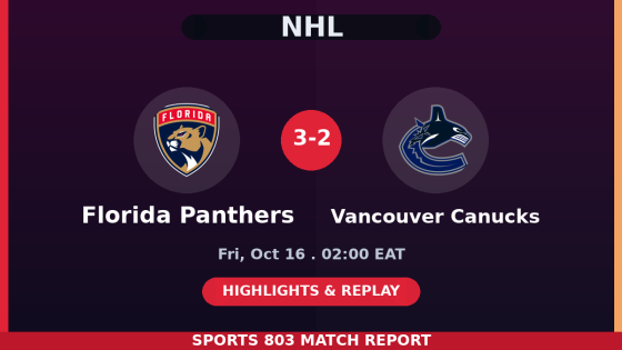 Florida Panthers vs Vancouver Canucks – Sports 803 match graphic