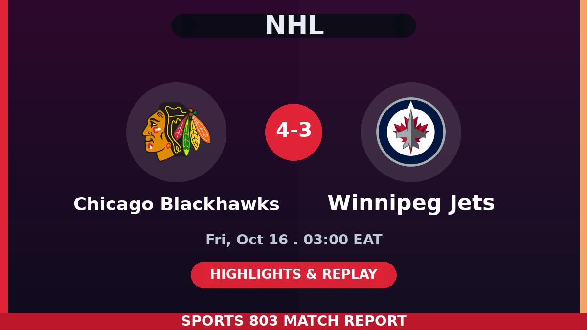 Chicago Blackhawks vs Winnipeg Jets – Sports 803 match graphic