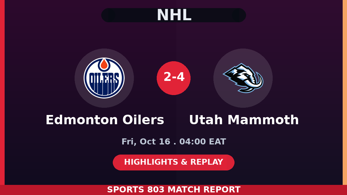 Edmonton Oilers vs Utah Mammoth – Sports 803 match graphic