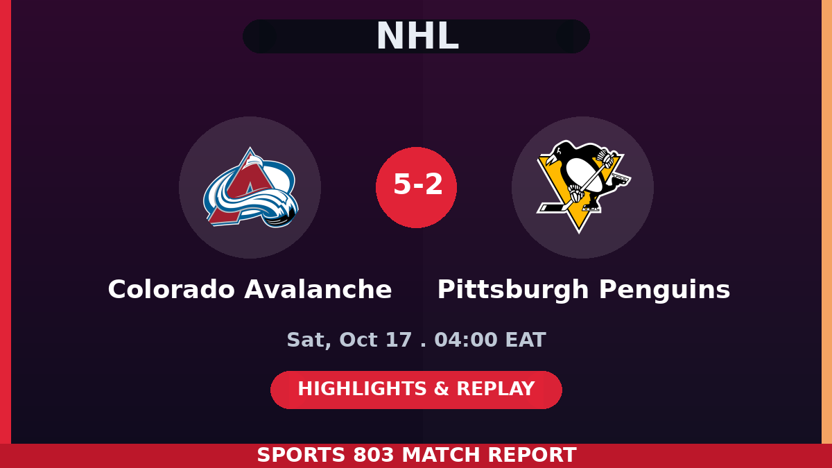 Colorado Avalanche vs Pittsburgh Penguins – Sports 803 match graphic