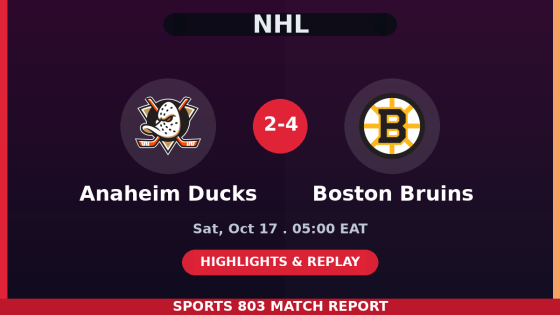 Anaheim Ducks vs Boston Bruins – Sports 803 match graphic