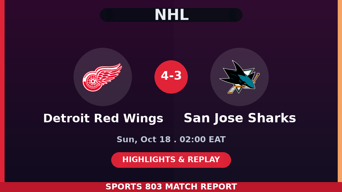 Detroit Red Wings vs San Jose Sharks – Sports 803 match graphic