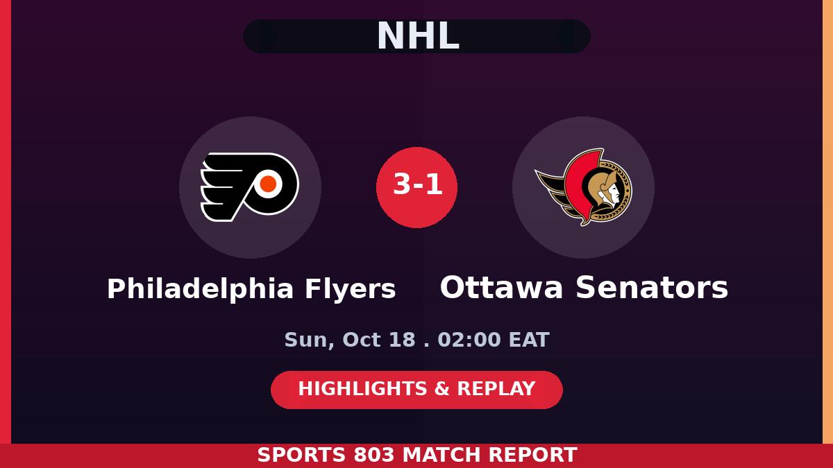 Philadelphia Flyers vs Ottawa Senators – Sports 803 match graphic