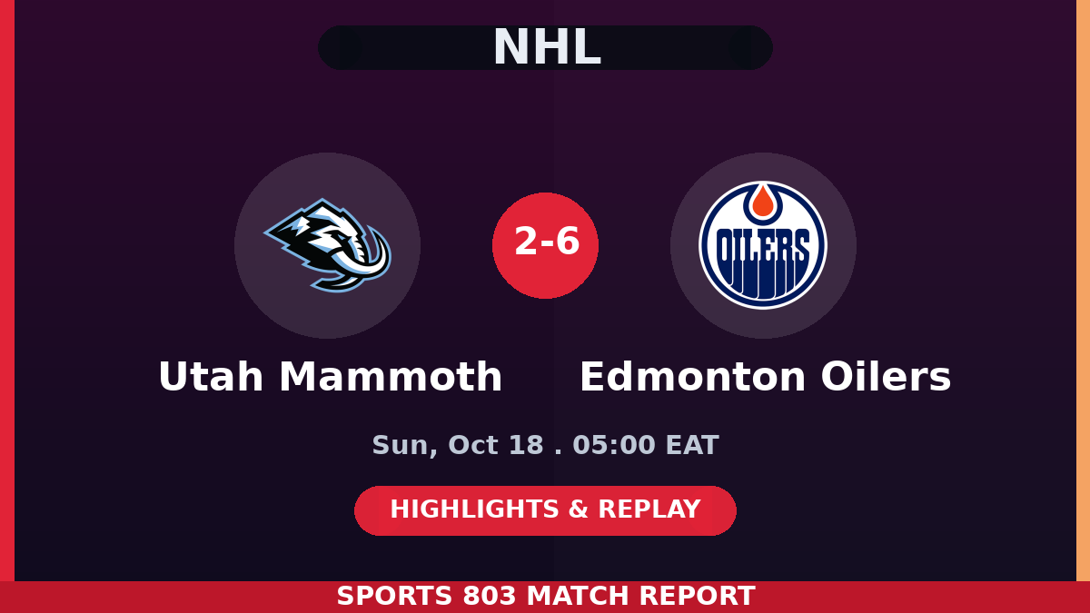 Utah Mammoth vs Edmonton Oilers – Sports 803 match graphic