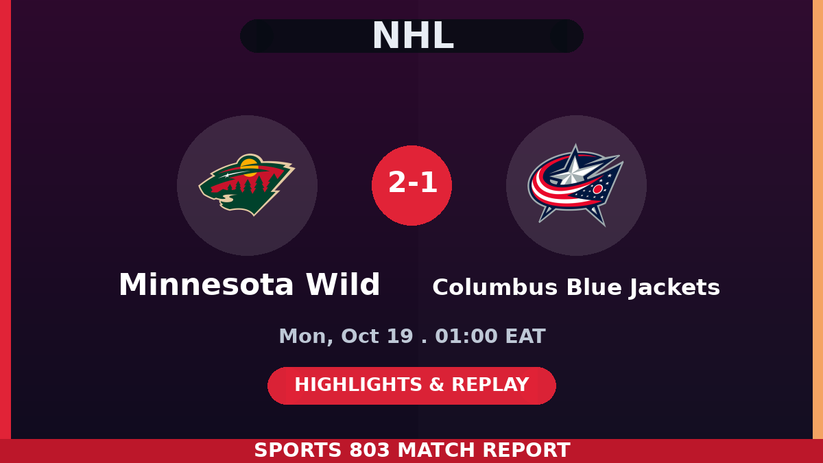 Minnesota Wild vs Columbus Blue Jackets – Sports 803 match graphic