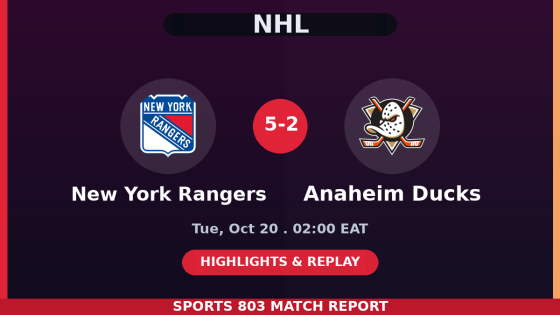 New York Rangers vs Anaheim Ducks – Sports 803 match graphic