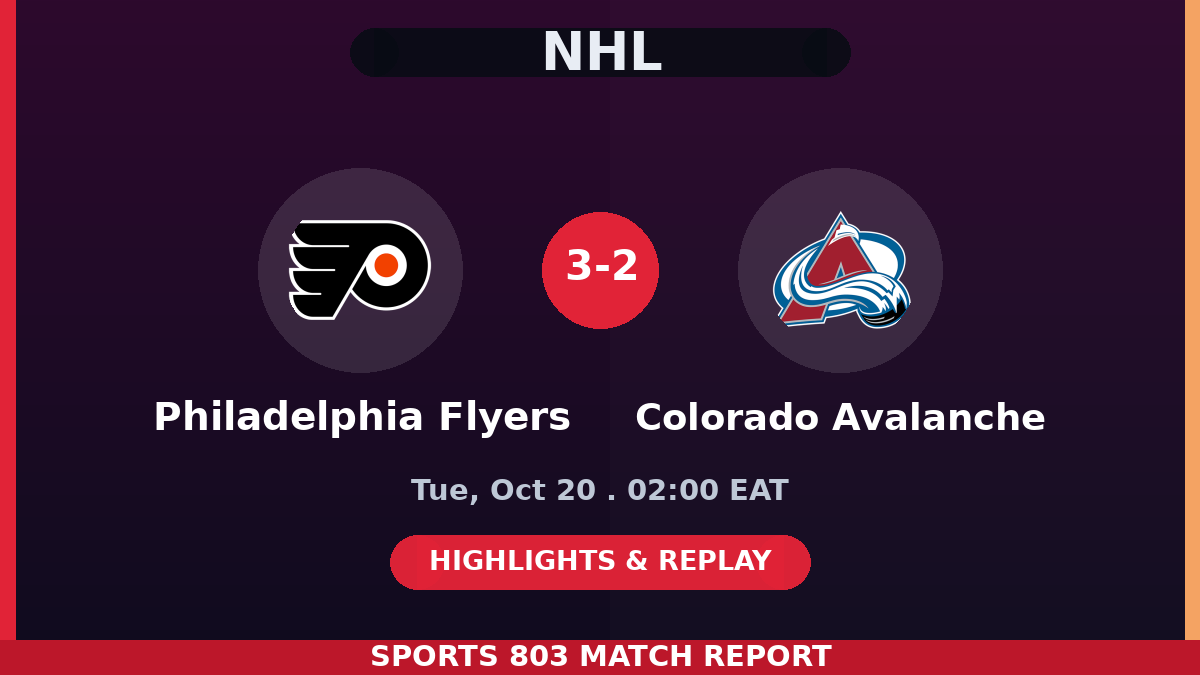 Philadelphia Flyers vs Colorado Avalanche – Sports 803 match graphic