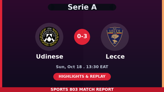 Udinese vs Lecce – Sports 803 match graphic