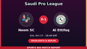 Neom SC vs Al Ettifaq – Sports 803 match graphic