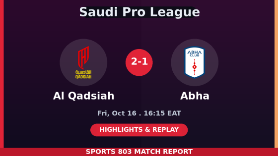 Al Qadsiah vs Abha – Sports 803 match graphic